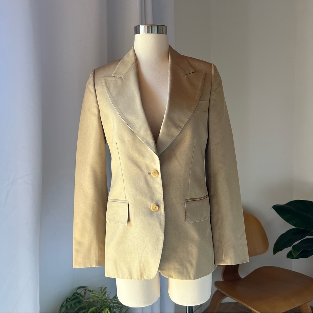 Vintage 1973 Gucci Neutral Women’s 100% Seta Silk Suit Jacket Blazer